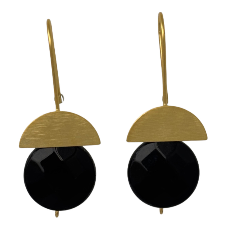 eneida franca half moon gemstone black onyx earring