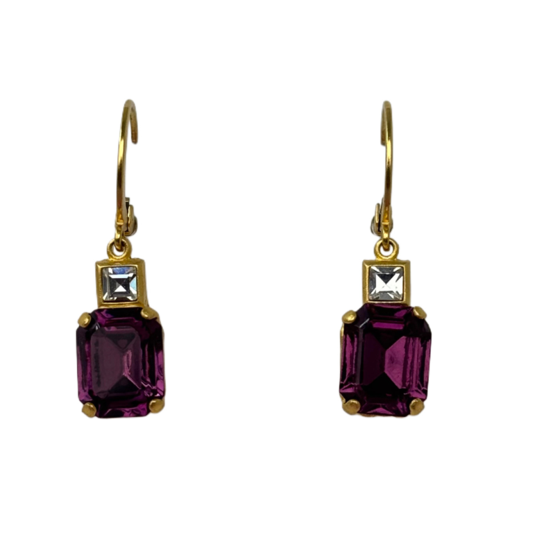 Emerald Cut Gemstone Drop Earring