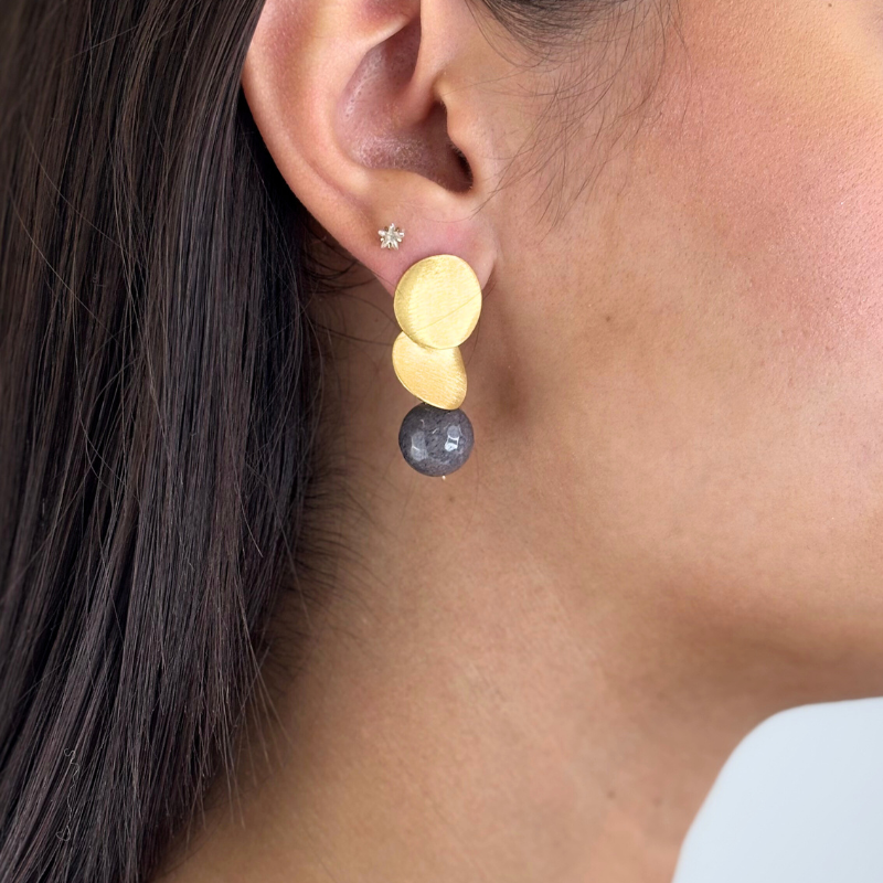 eneida franca gemstone sphere gold grey earring