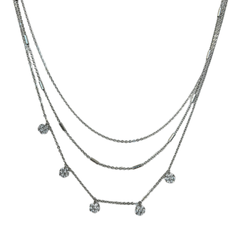anuja tolia 3 tier chime silver necklace