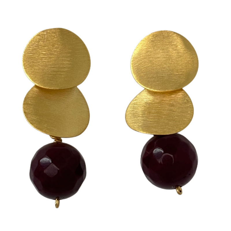 eneida franca gemstone sphere gold ruby red earring