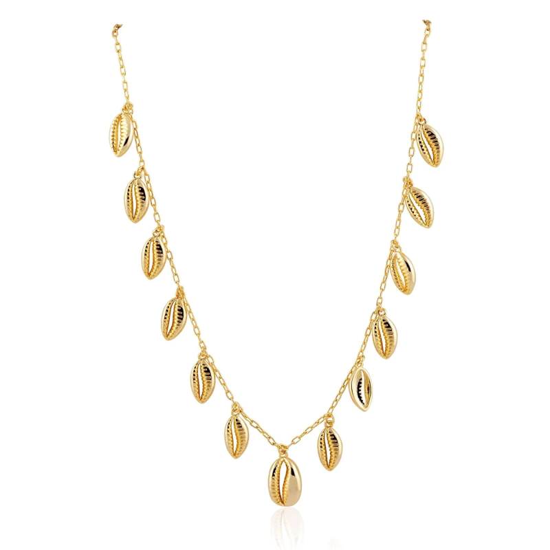 sahira multi shell gold necklace