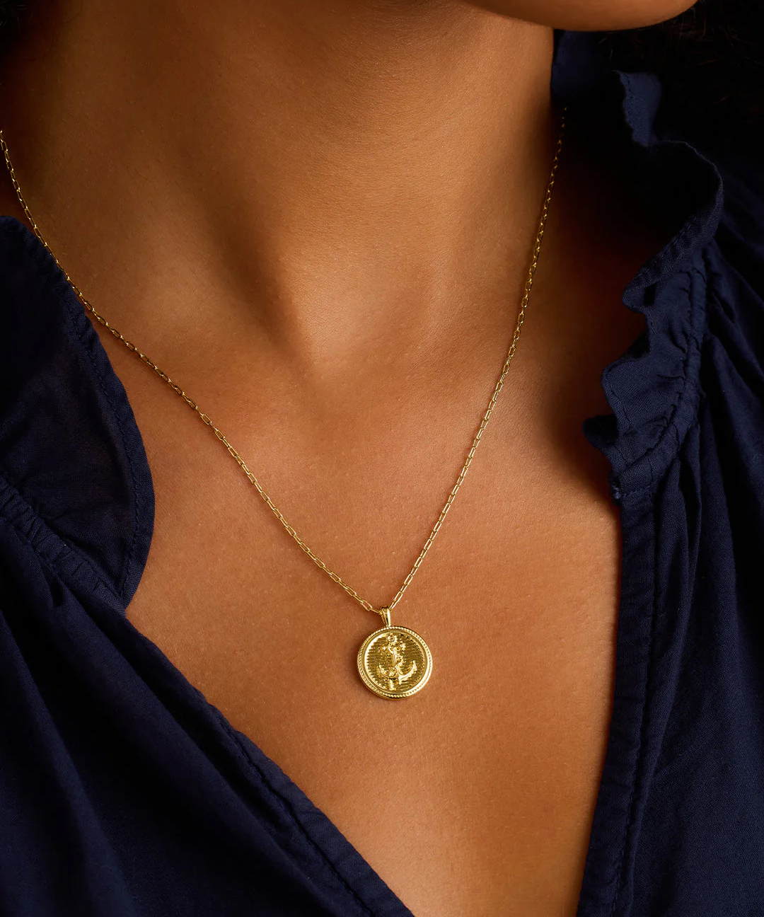 gorjana anchor gold coin necklace