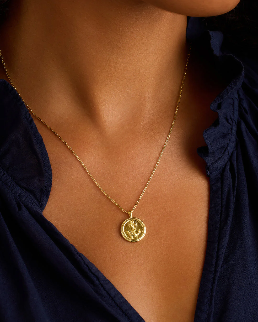 gorjana anchor gold coin necklace