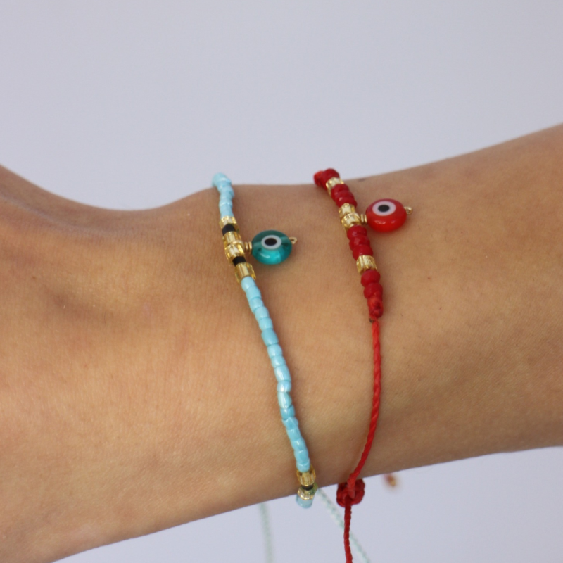 prima evil eye red and blue  charm bracelet