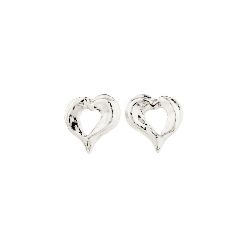 pilgrim tide silver heart earring