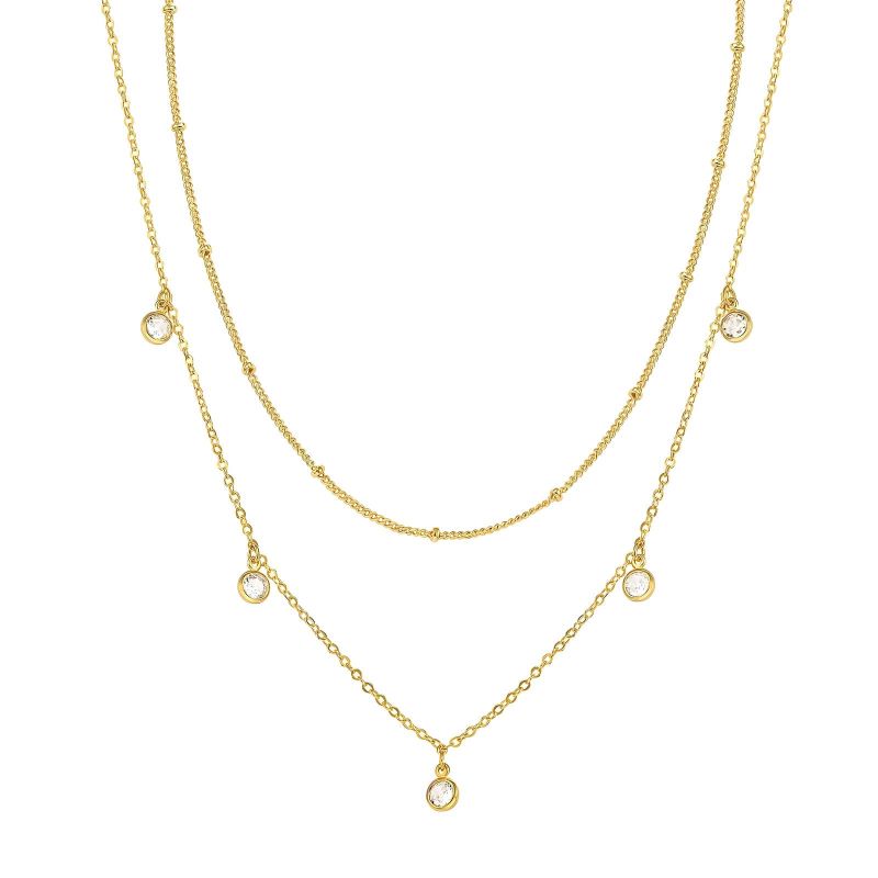 aahana valencia gold double strand cz necklace