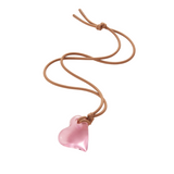 jenny bird art heart on a string pink glass necklace