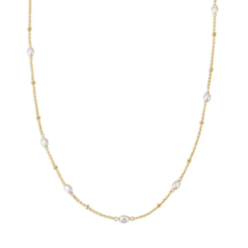 elizabeth stone baroque pearl gold station necklace