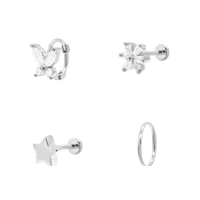 secretbox white gold charming flat back earring