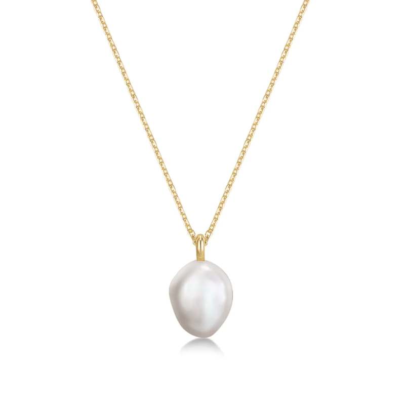 elizabeth stone baroque pearl gold pendant necklace