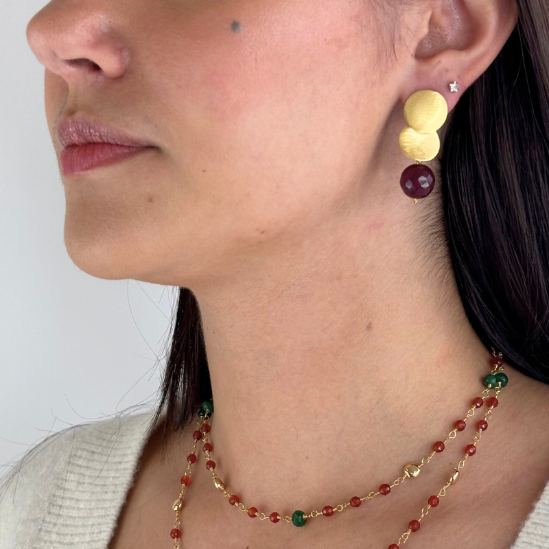 eneida franca gemstone sphere gold ruby red earring