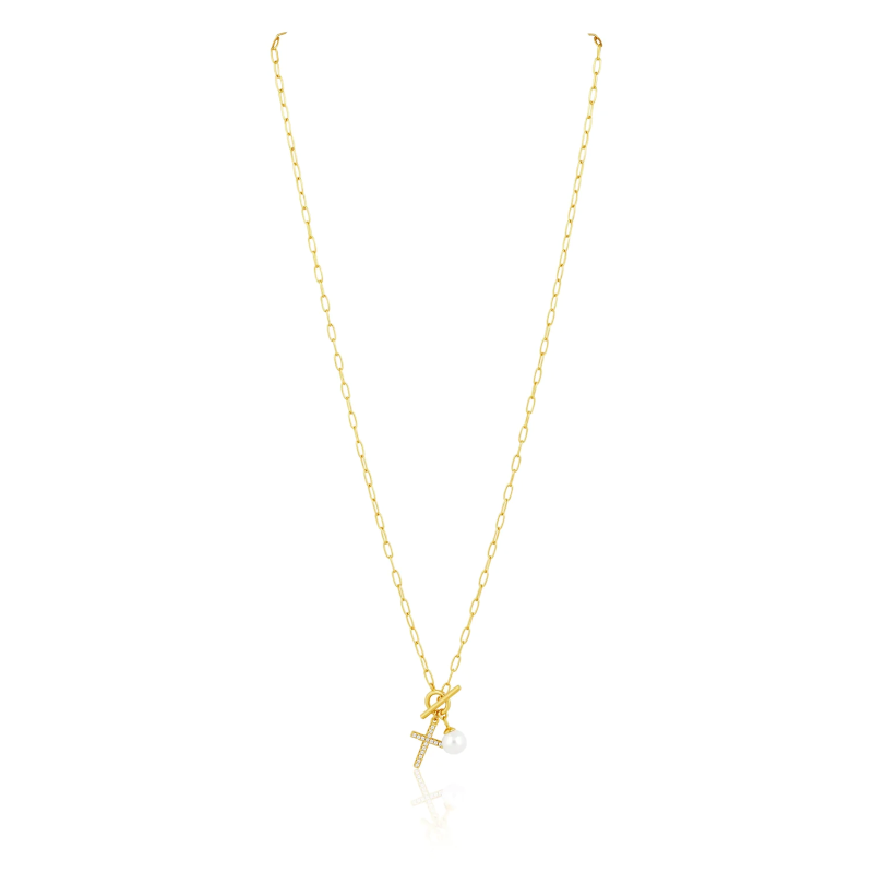 sahira hope gold pearl cross necklace