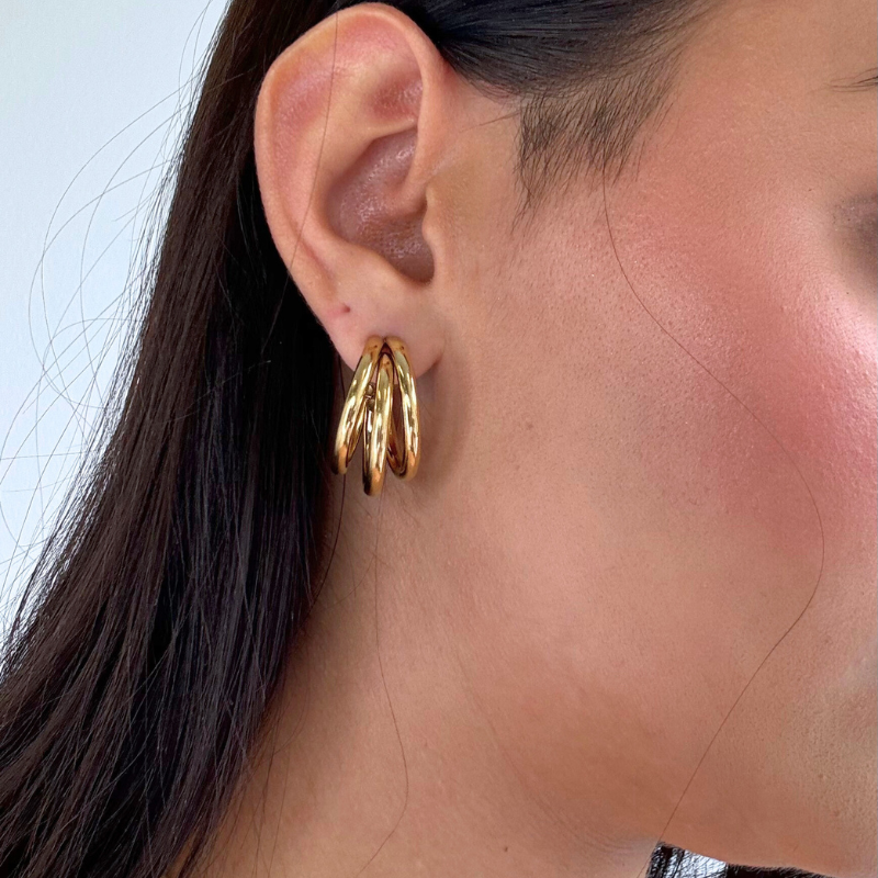 aahana ibiza gold triple hoop earring