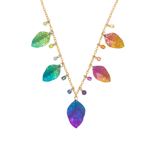 holly yashi healing elm leaf gold rainbow necklace