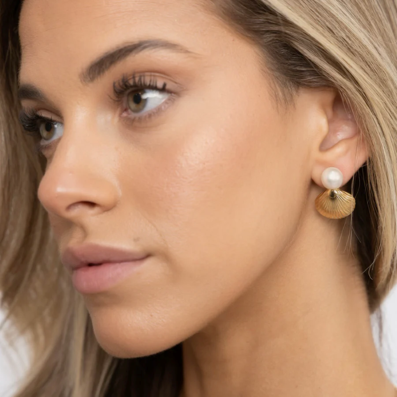 sahira sylvie pearl gold stud earring