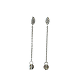 tashi ellipse chain silver cz earring