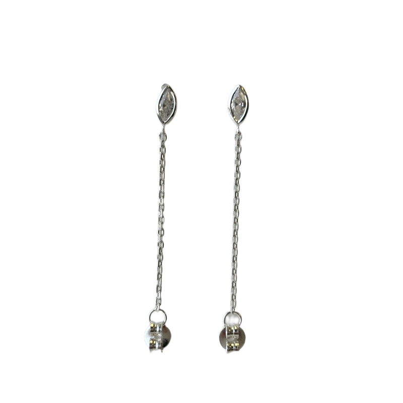 tashi ellipse chain silver cz earring