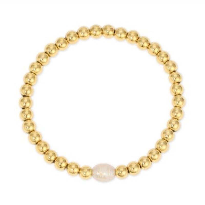 joy dravecky gold beaded pearl stretch bracelet
