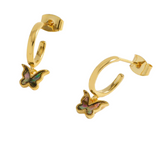 estella bartlett abalone butterfly gold hoop earring