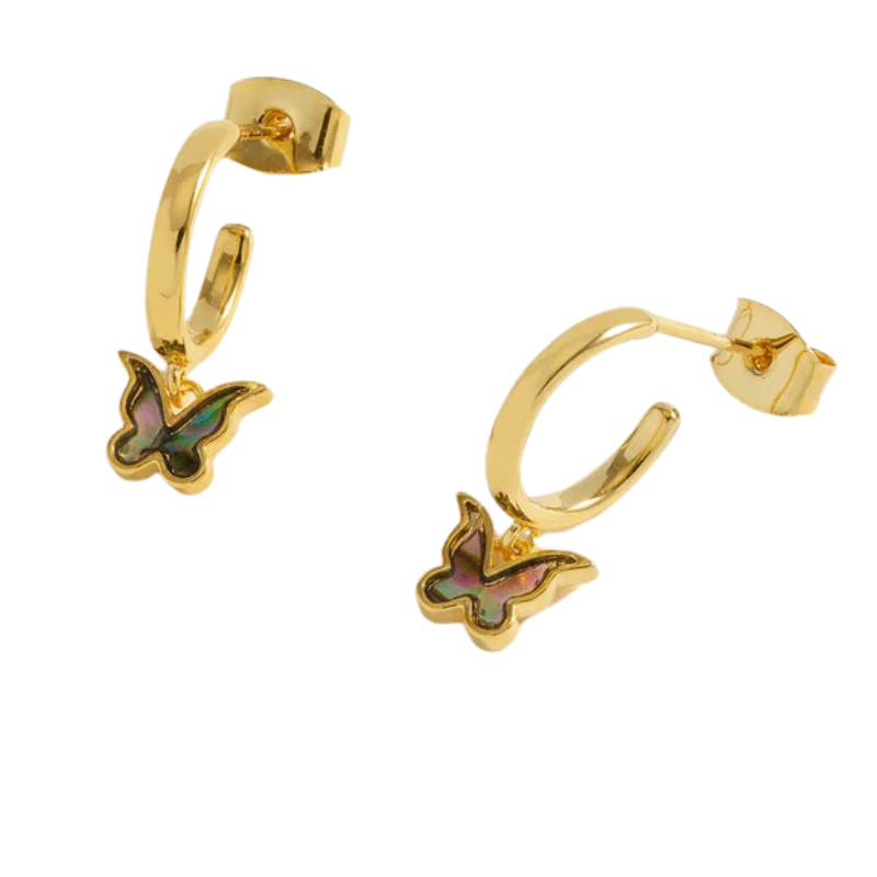 estella bartlett abalone butterfly gold hoop earring