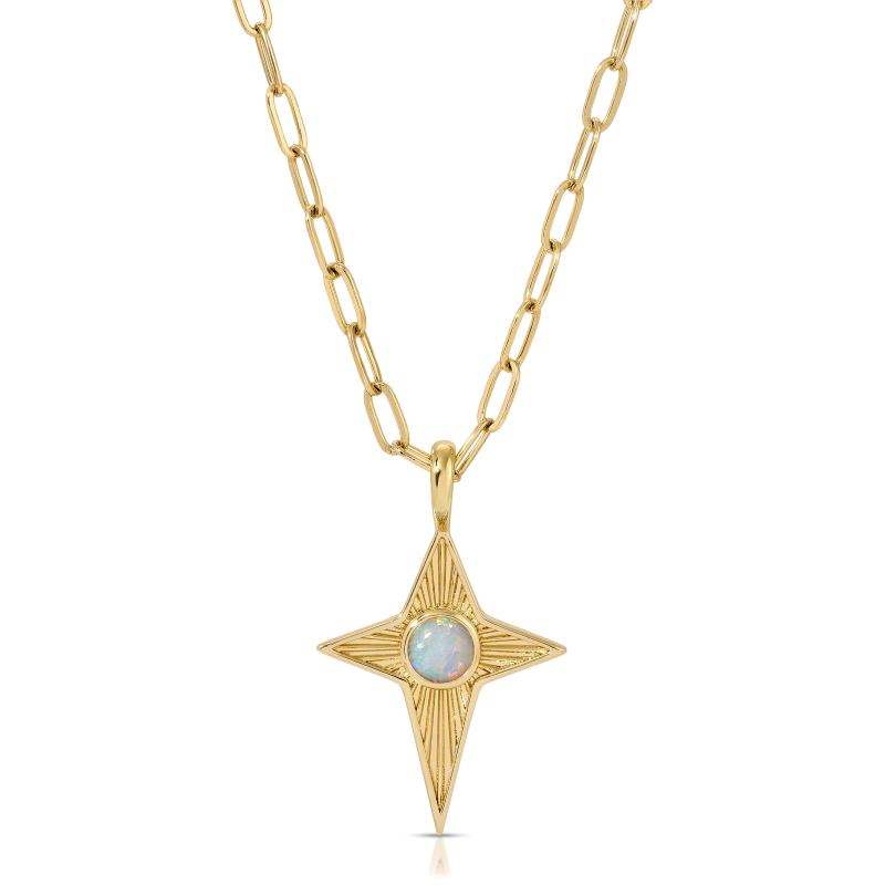 elizabeth stone gold radiant necklace