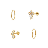 secretbox gold bezel earring set