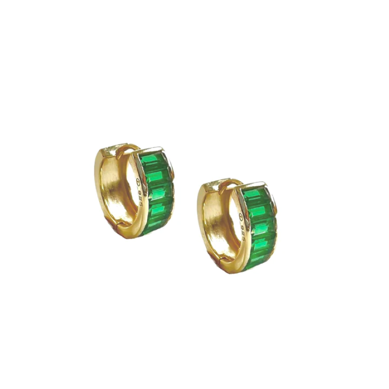 sahira peyton emerald cz huggie earring