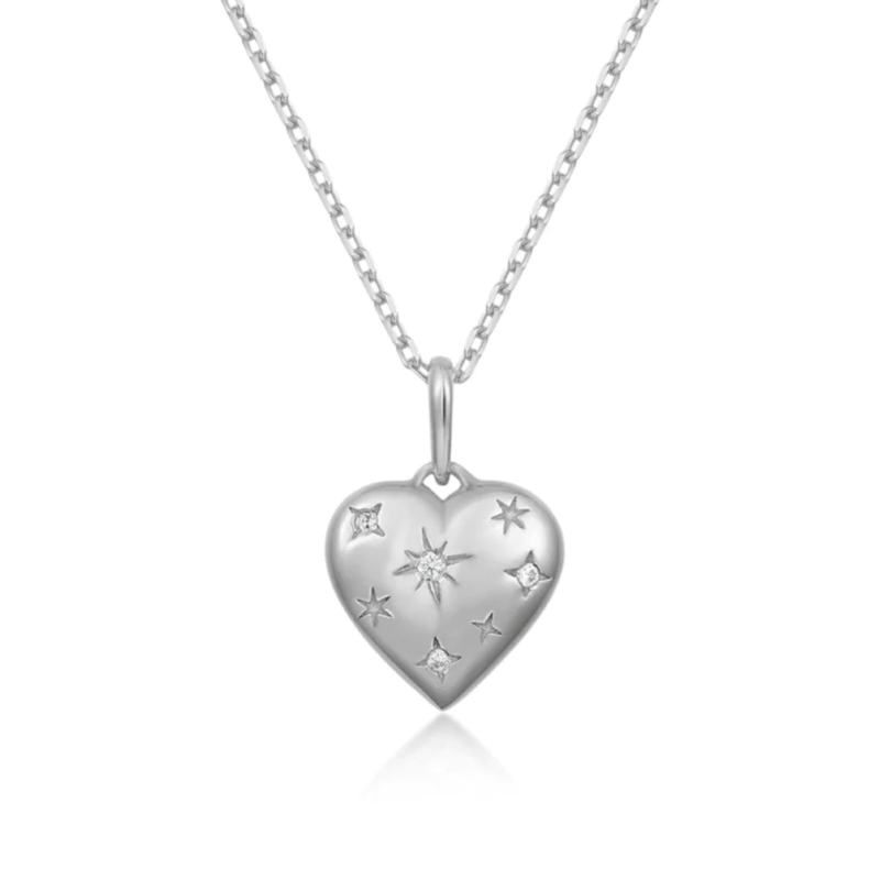 elizabeth stone silver cosmic heart pendant necklace