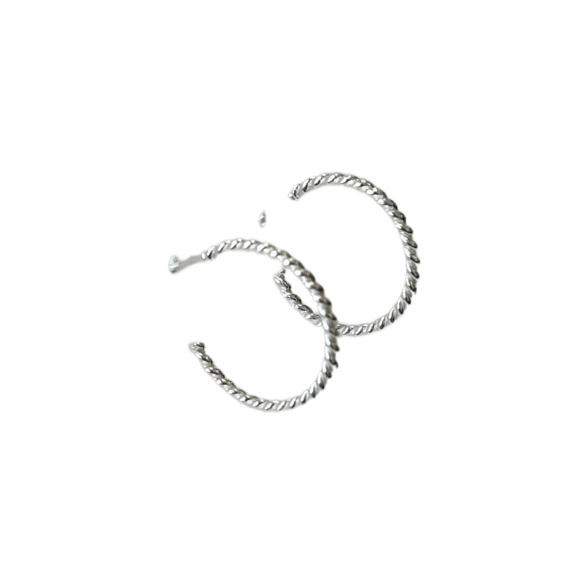 tashi rope twist silver hoop earring
