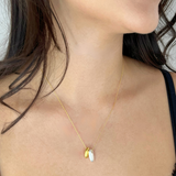 tai double puffy gold silver oval necklace