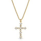 elizabeth stone gold cz florentine cross necklace