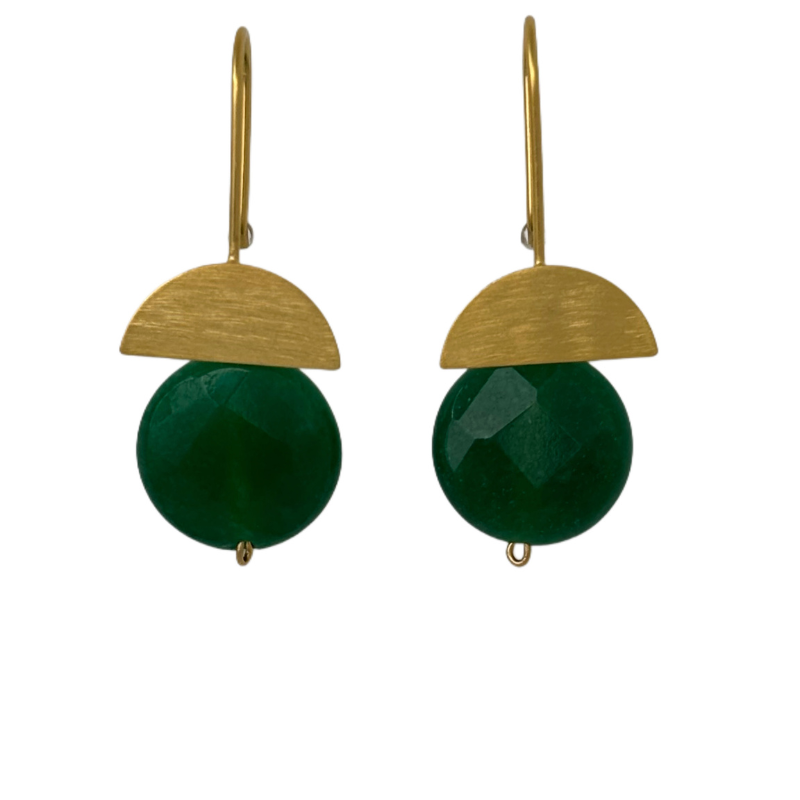 eneida franca half moon gemstone green jade gold earring