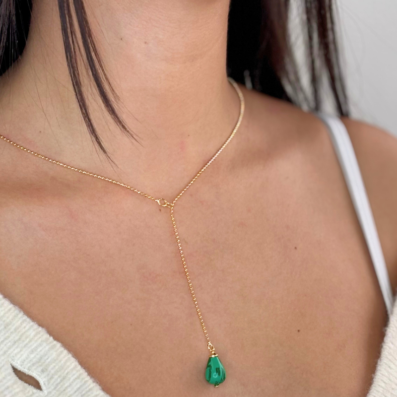 eneida franca stone drop necklace green jade