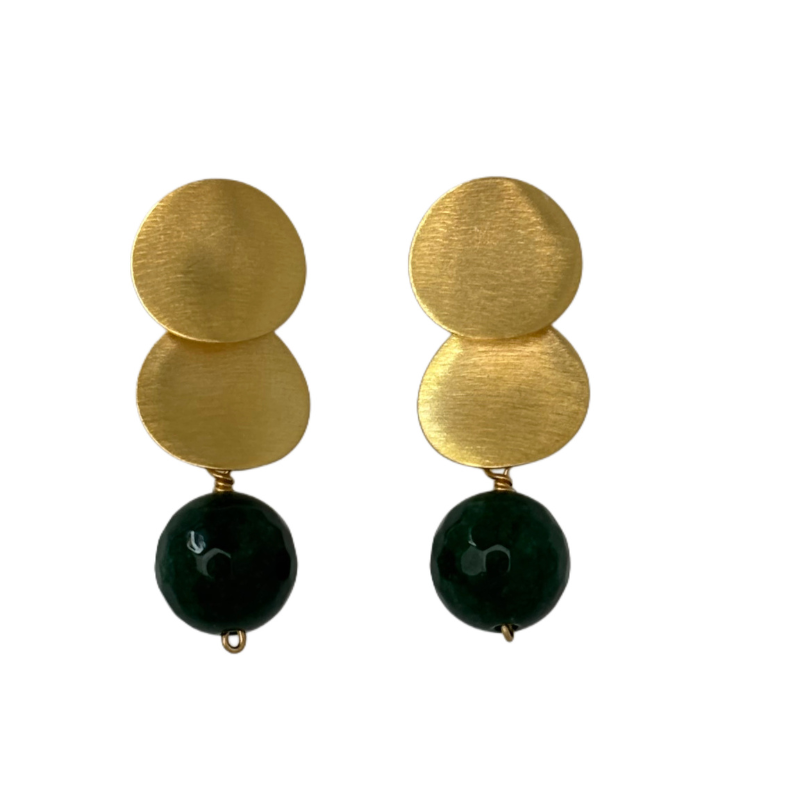 eneida franca gemstone sphere gold green jade earring