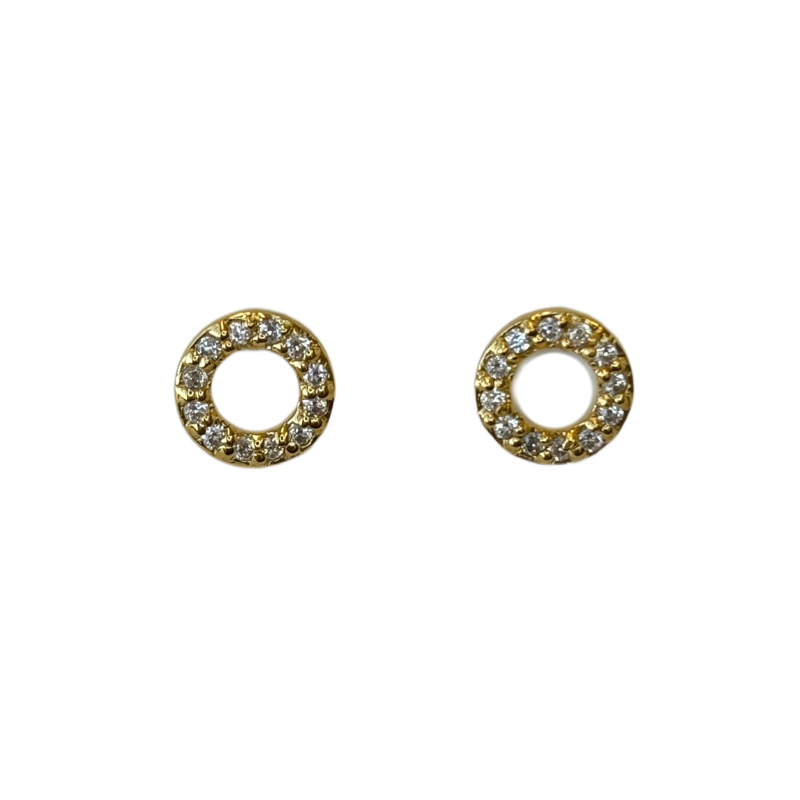 tashi open circle pave gold stud earring