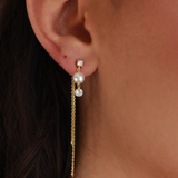 tai pearl gold cz dangle chain earring