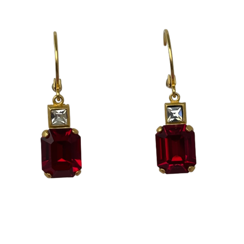 Emerald Cut Gemstone Drop Earring