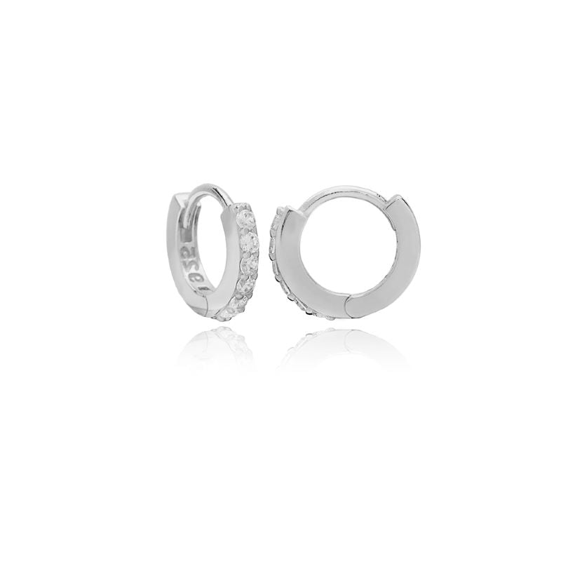 theia 11mm silver cz hoop earring